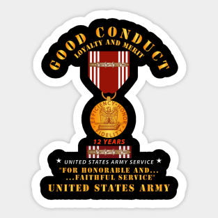 Army - Good Conduct w Medal w Ribbon - 12 Years Sticker